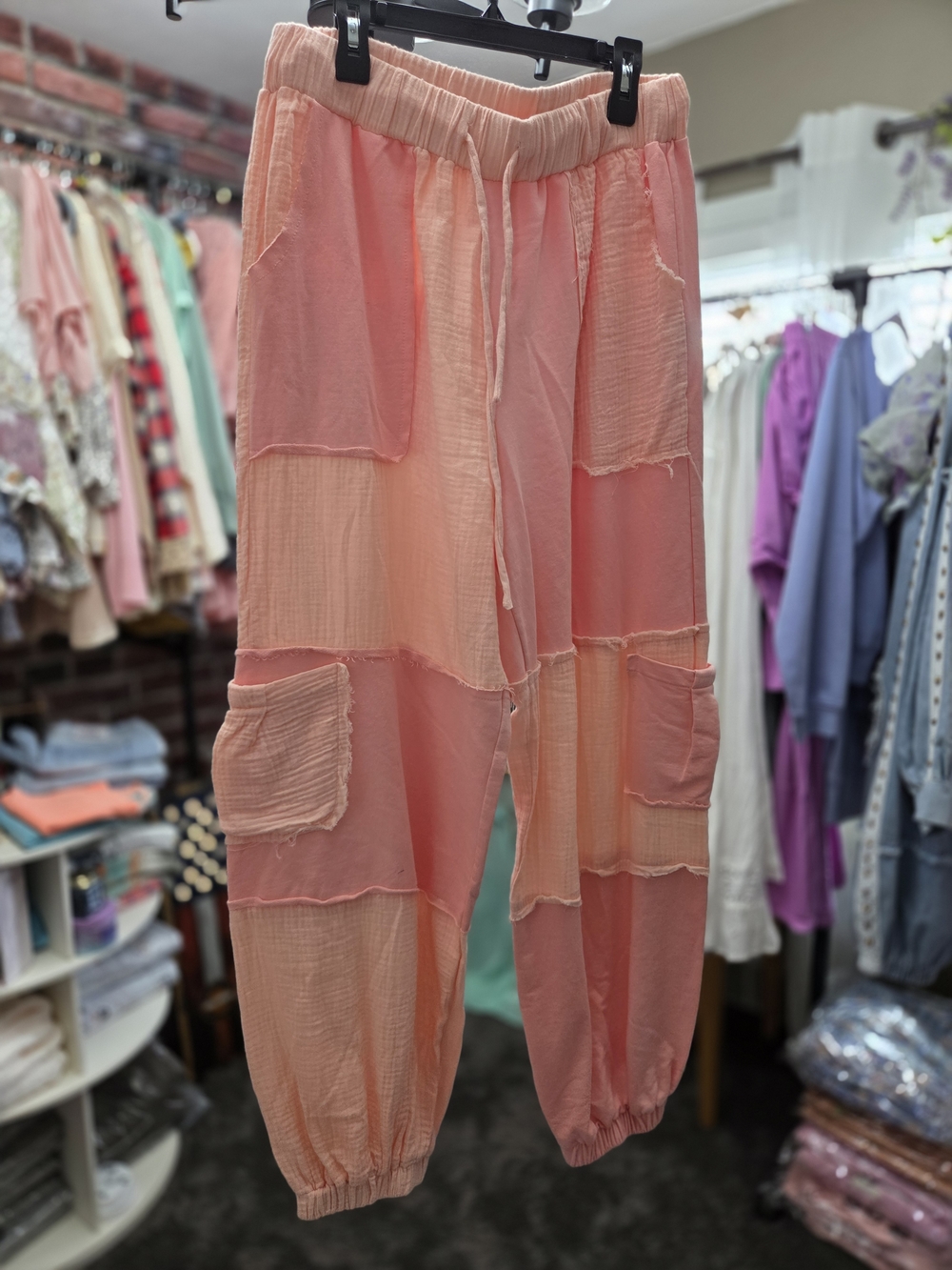 POL Patchwork Cargo Joggers - Pink